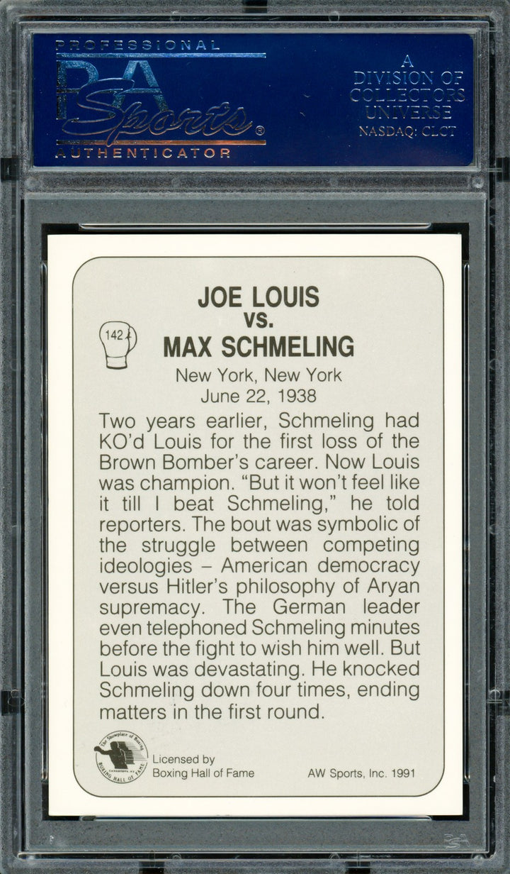 Max Schmeling Autographed Signed 1991 AW Sports Card #142 PSA/DNA #83314030