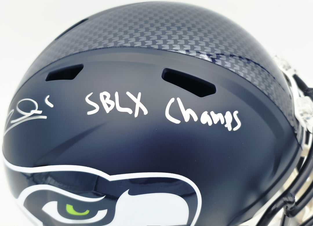 Zach Charbonnet Signed Seahawks Blue Full Size Speed Replica Helmet MCS Holo