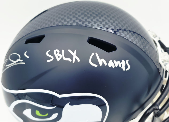 Zach Charbonnet Signed Seahawks Blue Full Size Speed Replica Helmet MCS Holo