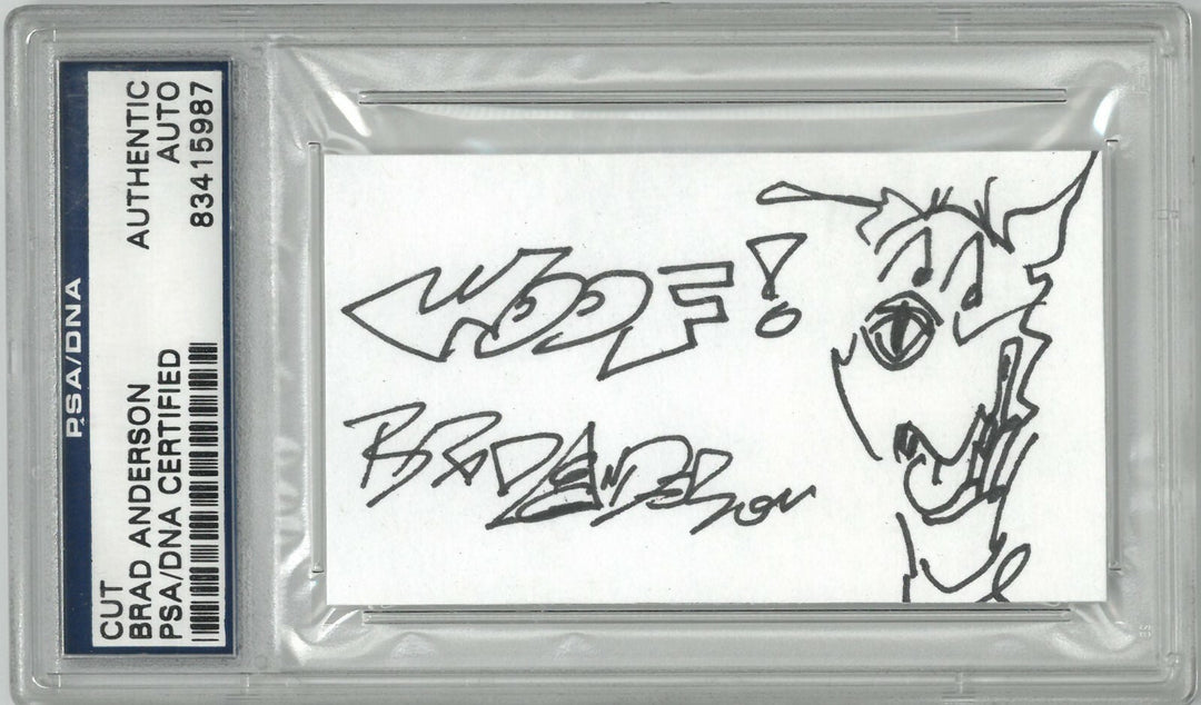 Brad Anderson signed 3.5"x2" Cartoonist Cut Sig w/ WOOF PSA # 83415987 Marmaduke