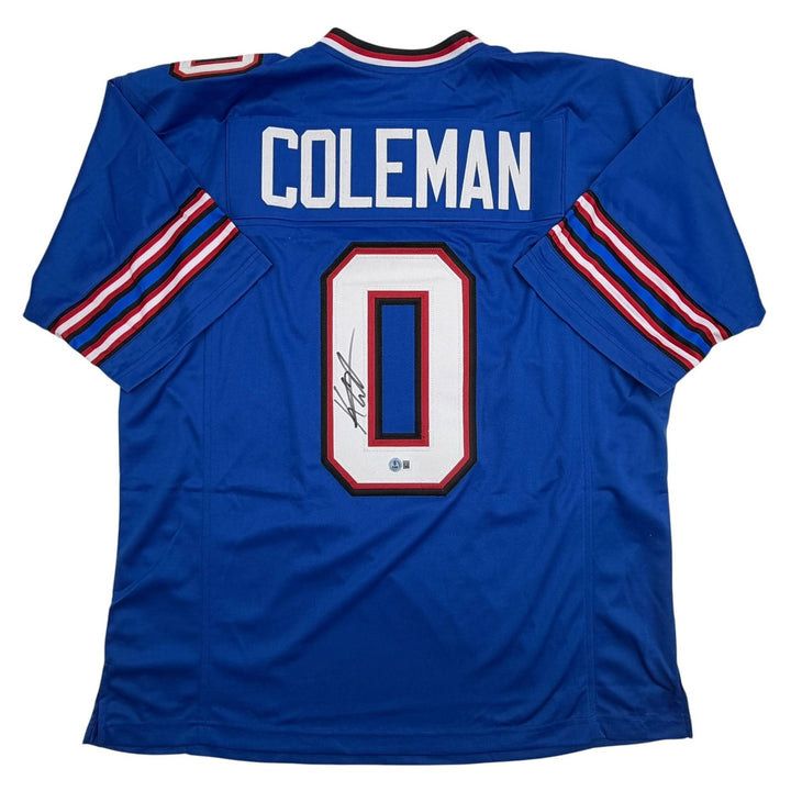 Autographed/Signed Keon Coleman Buffalo Blue Football Jersey Beckett BAS COA