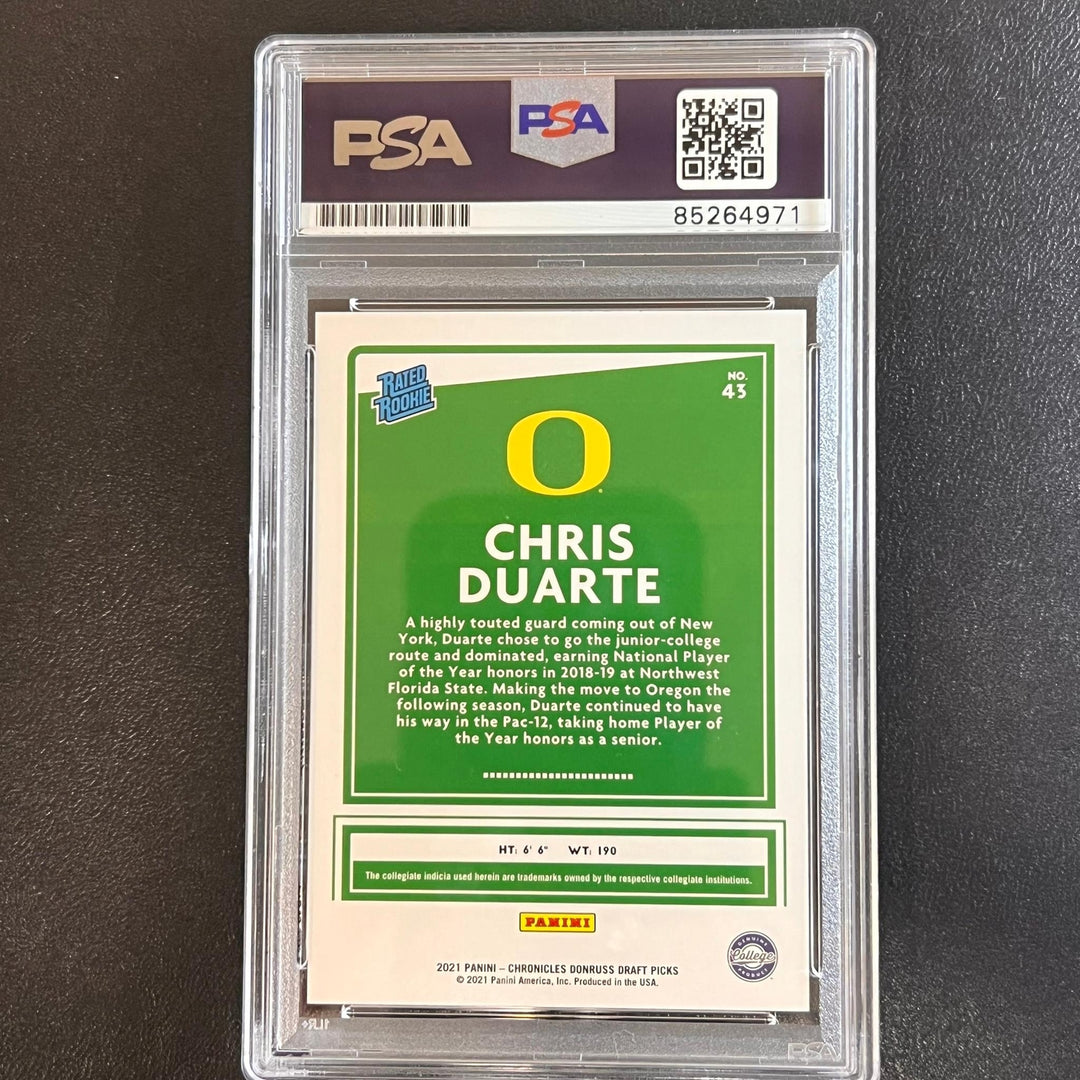 2021-22 Panini Chronicles Draft Picks #43 Chris Duarte Signed Card AUTO PSA slab