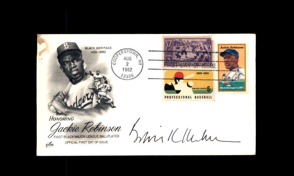 Bowie Kuhn JSA Signed FDC 1983 First Day Cover Cache Jackie Robinson Autographed