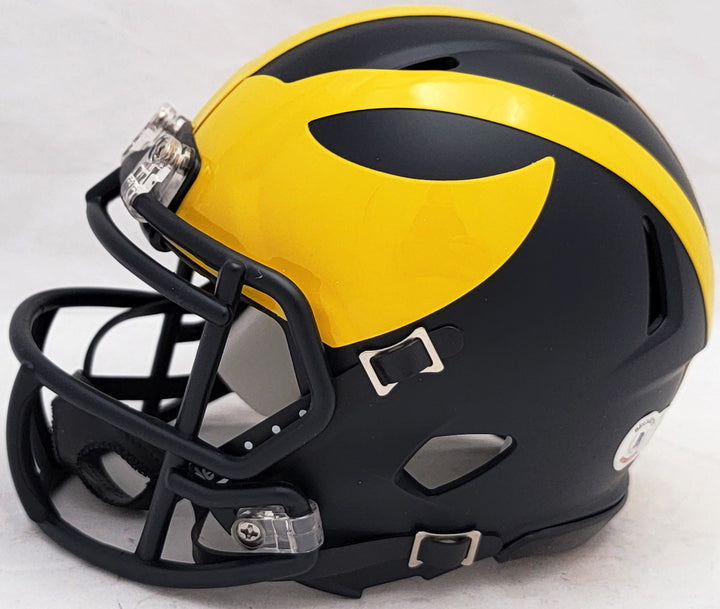 David Ojabo Signed Michigan Wolverines Blue Speed Mini Helmet Beckett