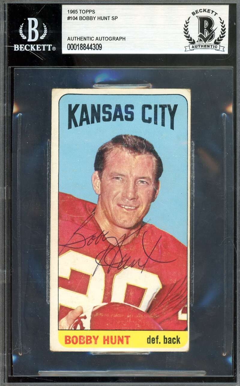 Bobby Hunt Beckett BAS Signed 1965 Topps SP Autograph