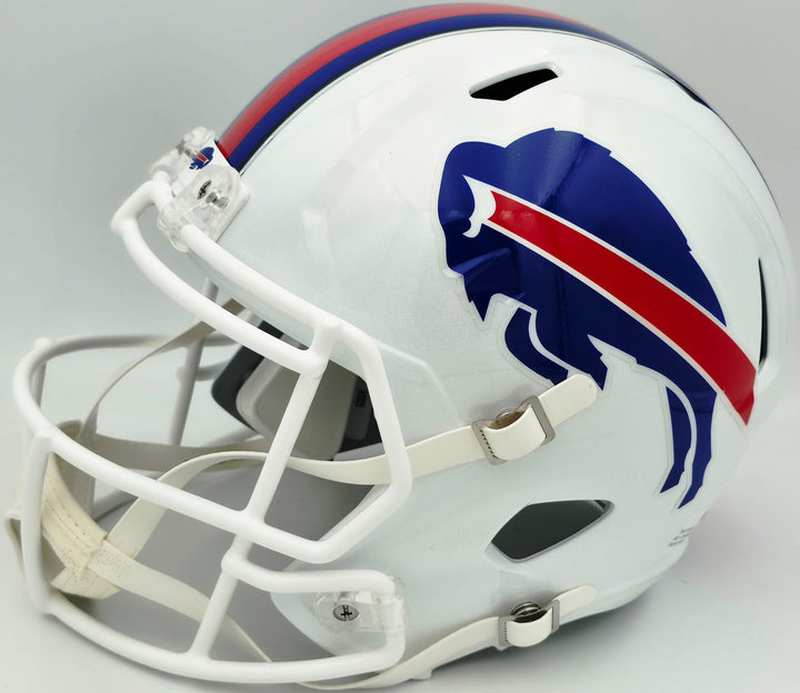 Bruce Smith Signed Bills White Full Size Speed Replica Helmet BAS Witness