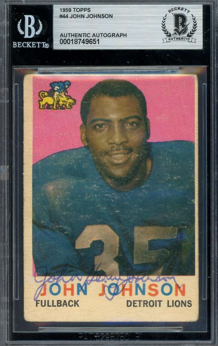 John Henry Johnson Beckett BAS Vintage Signed 1959 Topps Autograph