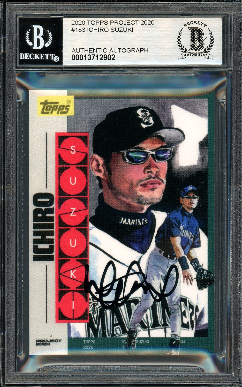 Ichiro Suzuki Auto Topps Project 2020 Jacob Rochester Card 183 Sig 10 /10 BAS