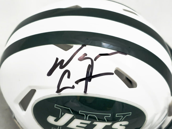 Wayne Chrebet Signed Jets White 98-18 Throwback Speed Mini Helmet Beckett Wit