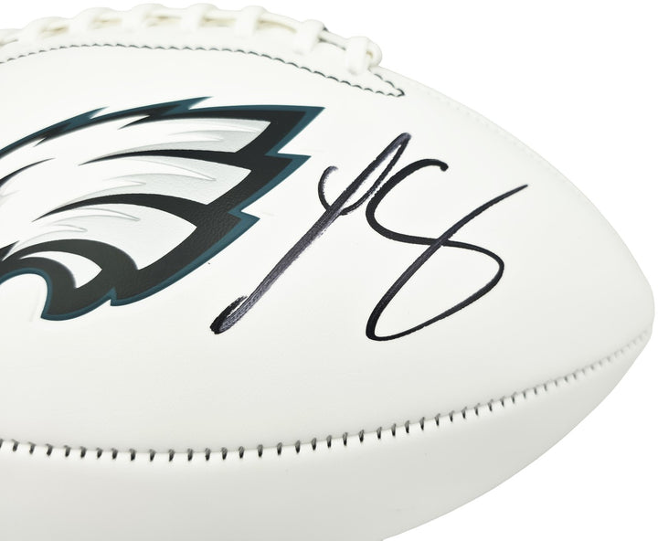 LeSean McCoy Signed Philadelphia Eagles White Logo Football Beckett BAS Witness