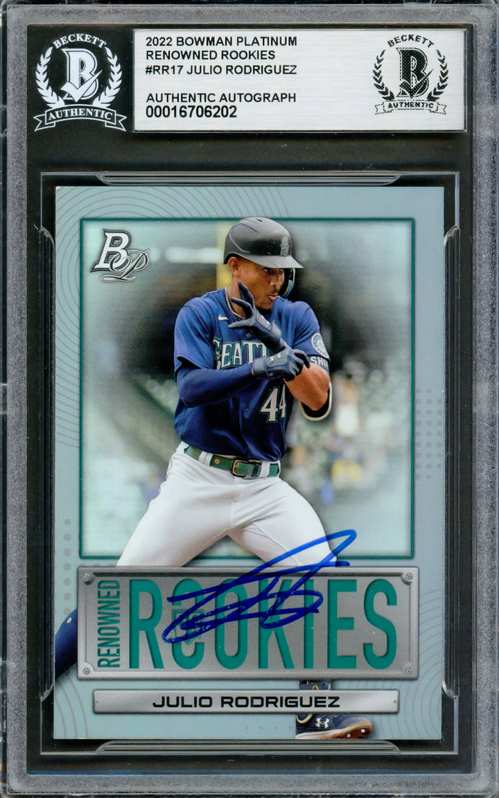 Julio Rodriguez Signed 2022 Bowman Platinum Renowned Rookies RC RR17 Beckett