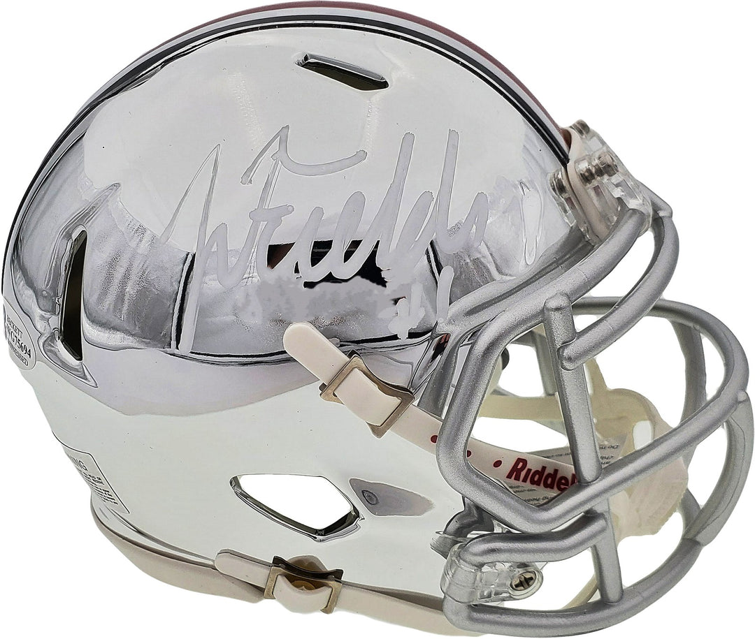 Justin Fields Signed Ohio State Buckeyes Chrome Silver Speed Mini Helmet Beckett