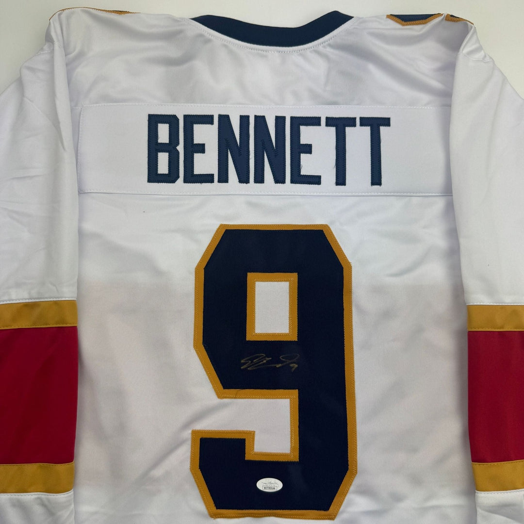Autographed/Signed Sam Bennett Florida White Hockey Jersey JSA COA