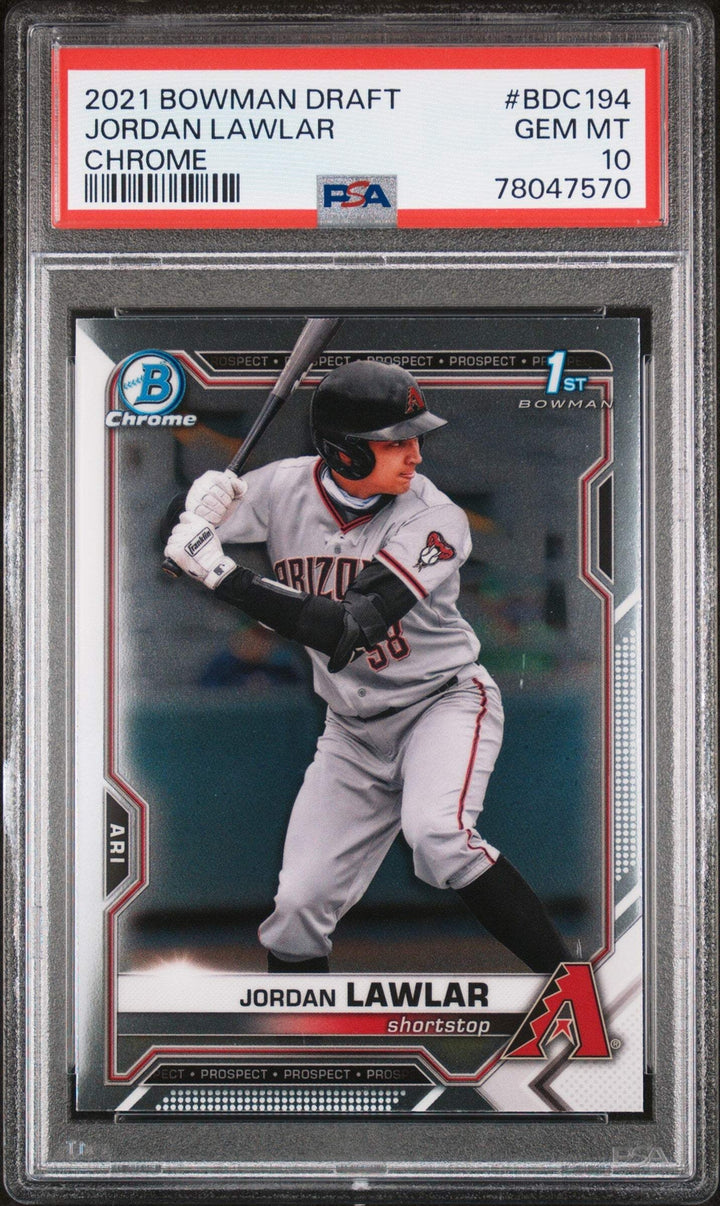 Graded 2021 Topps Bowman Draft Jordan Lawler #BDC194 Chrome Baseball Card PSA 10