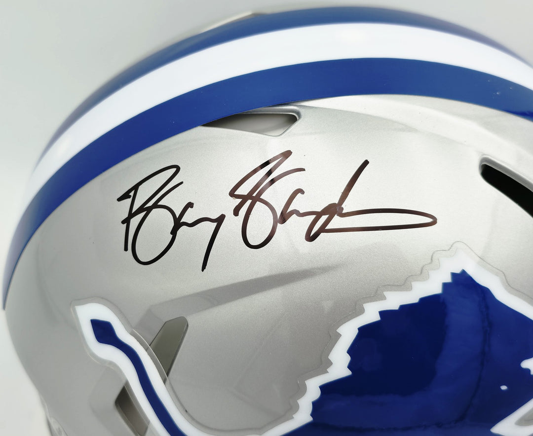 Barry Sanders Auto Lions Silver 1983-02 Full Size Speed Authentic Helmet Beckett
