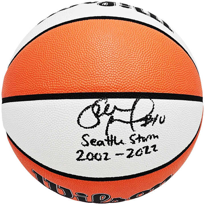 Sue Bird Auto Authentic White Panel I/O Basketball Storm 2002-2022 Beckett