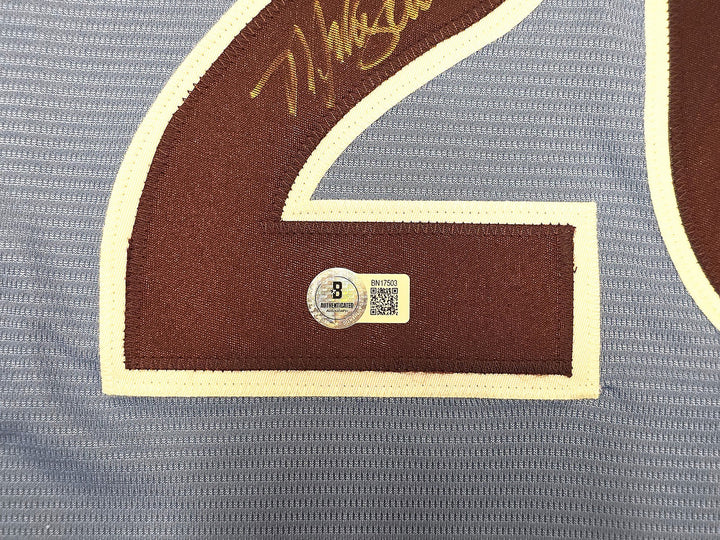 Phillies Mike Schmidt Signed Light Blue Throwback Nike Jersey Size XL Beckett