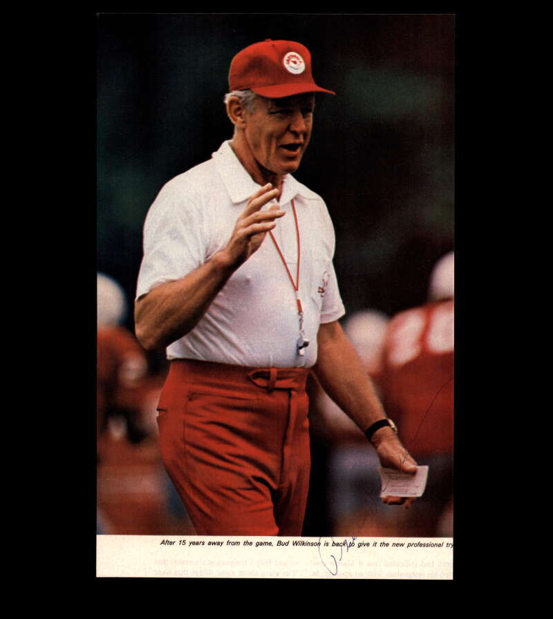 Bud Wilkinson JSA Autograph Vintage 5x8 Signed Photo 1970`s Cardinals
