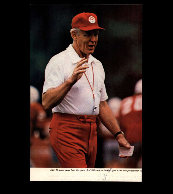Bud Wilkinson JSA Autograph Vintage 5x8 Signed Photo 1970`s Cardinals