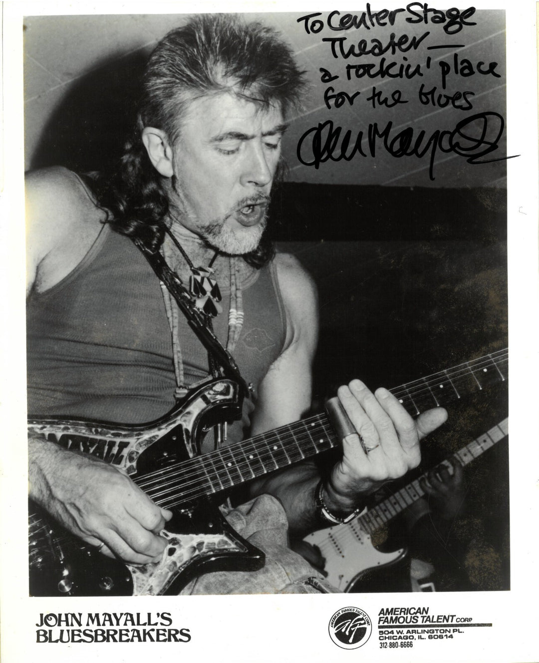 John Mayall Signed Bluesbreakers B&W 8x10 Press Promo Photo BAS- To Center Stage
