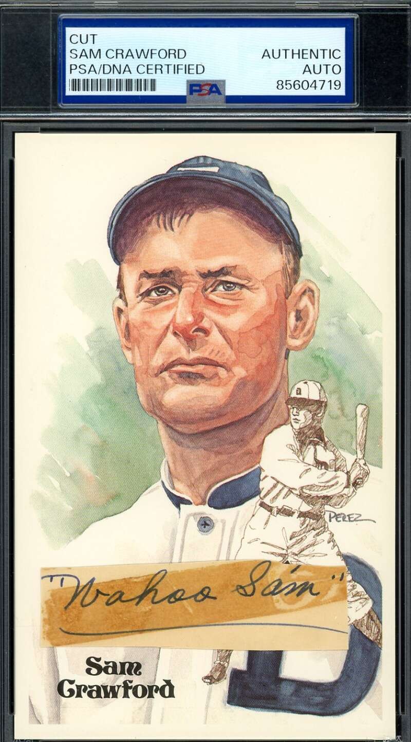 Wahoo Sam Crawford PSA DNA Coa Signed Perez Steele Postcard Cut Signed