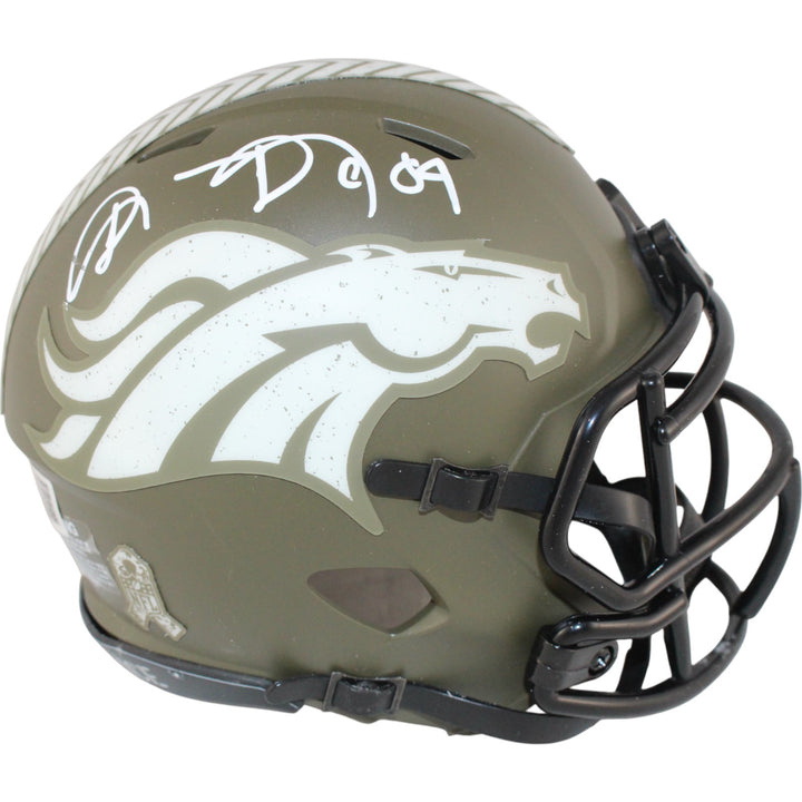 Shannon Sharpe Autographed Denver Broncos 22 STS Mini Helmet Beckett WIT 50810