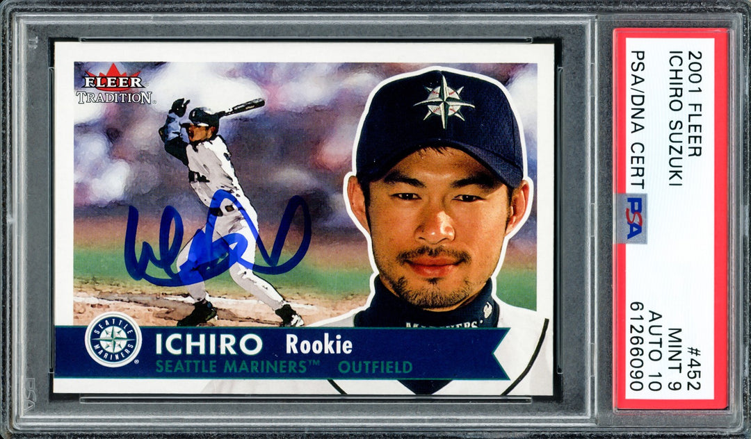 Ichiro Suzuki Auto 2001 Fleer Tradition RC 452 Mariners PSA 9 Auto GM 10 PSA/DNA
