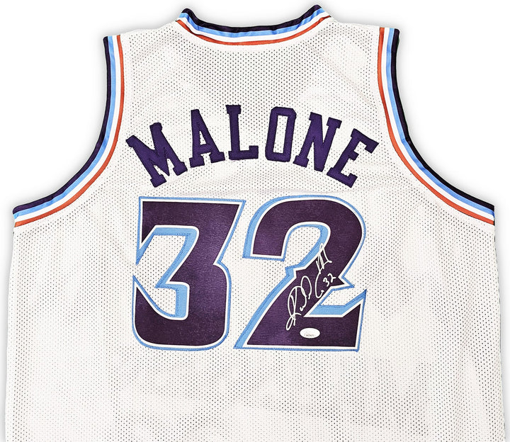 Utah Jazz Karl Malone Autographed Signed White Jersey JSA