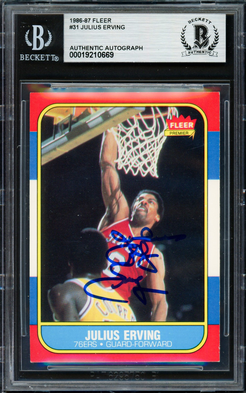 Julius Dr. J Erving Signed 1986-87 Fleer Card 31 Philadelphia 76ers Beckett