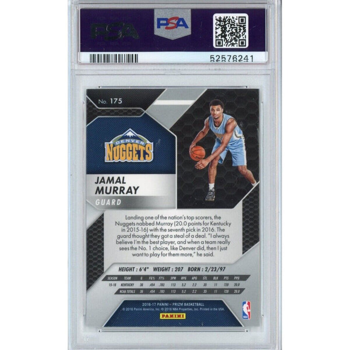 Graded 2016-17 Panini Prizm JAMAL MURRAY #175 Rookie RC Basketball Card PSA 10