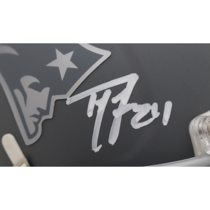 Ty Law Autographed/Signed New England Patriots Slate Mini Helmet Beckett 48137