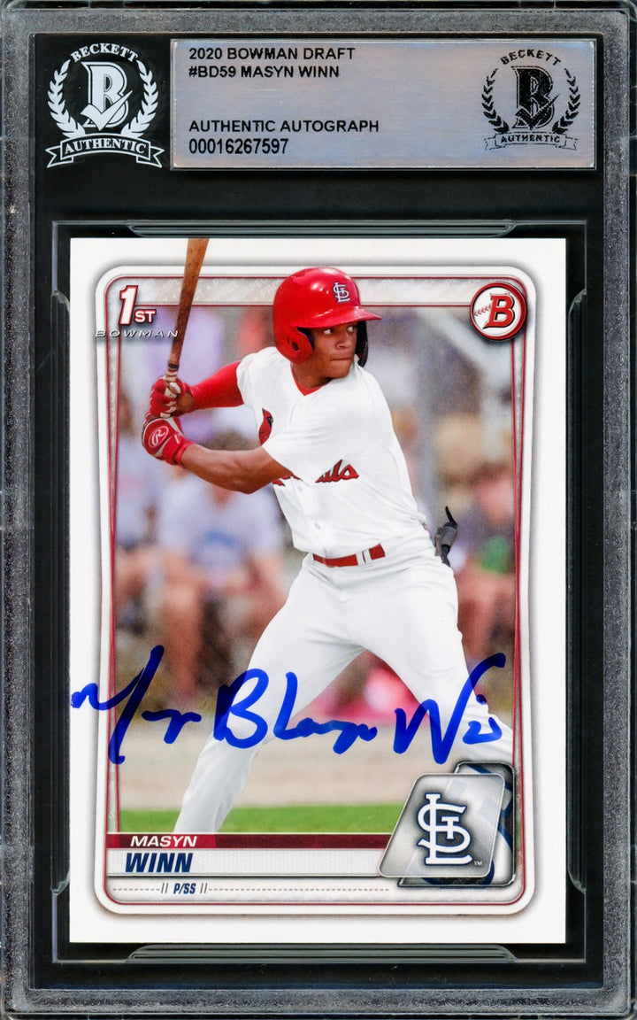 Masyn Winn Auto 2020 Bowman Draft RC BD-59 St. Louis Cardinals Full Name Beckett