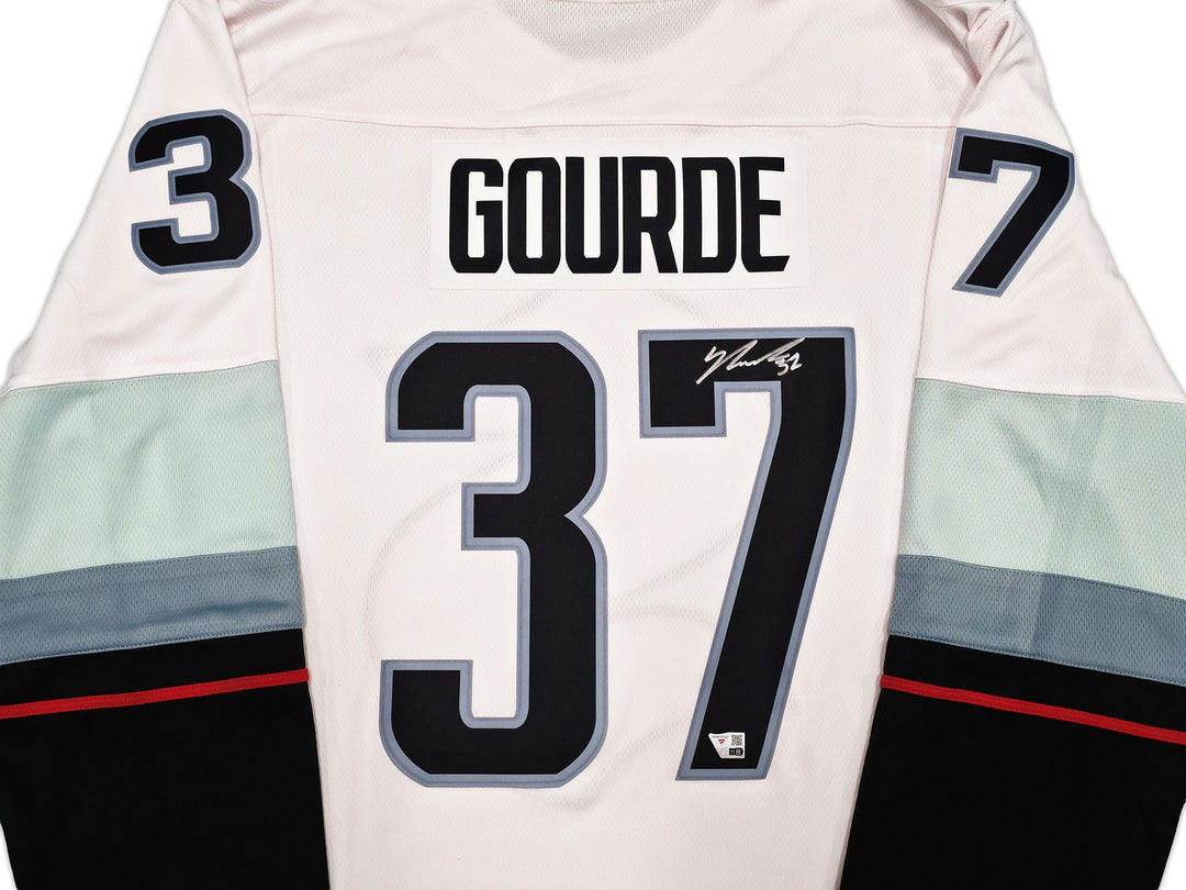 Seattle Kraken Yanni Gourde Signed White Fanatics Jersey Size XL Fanatics Holo