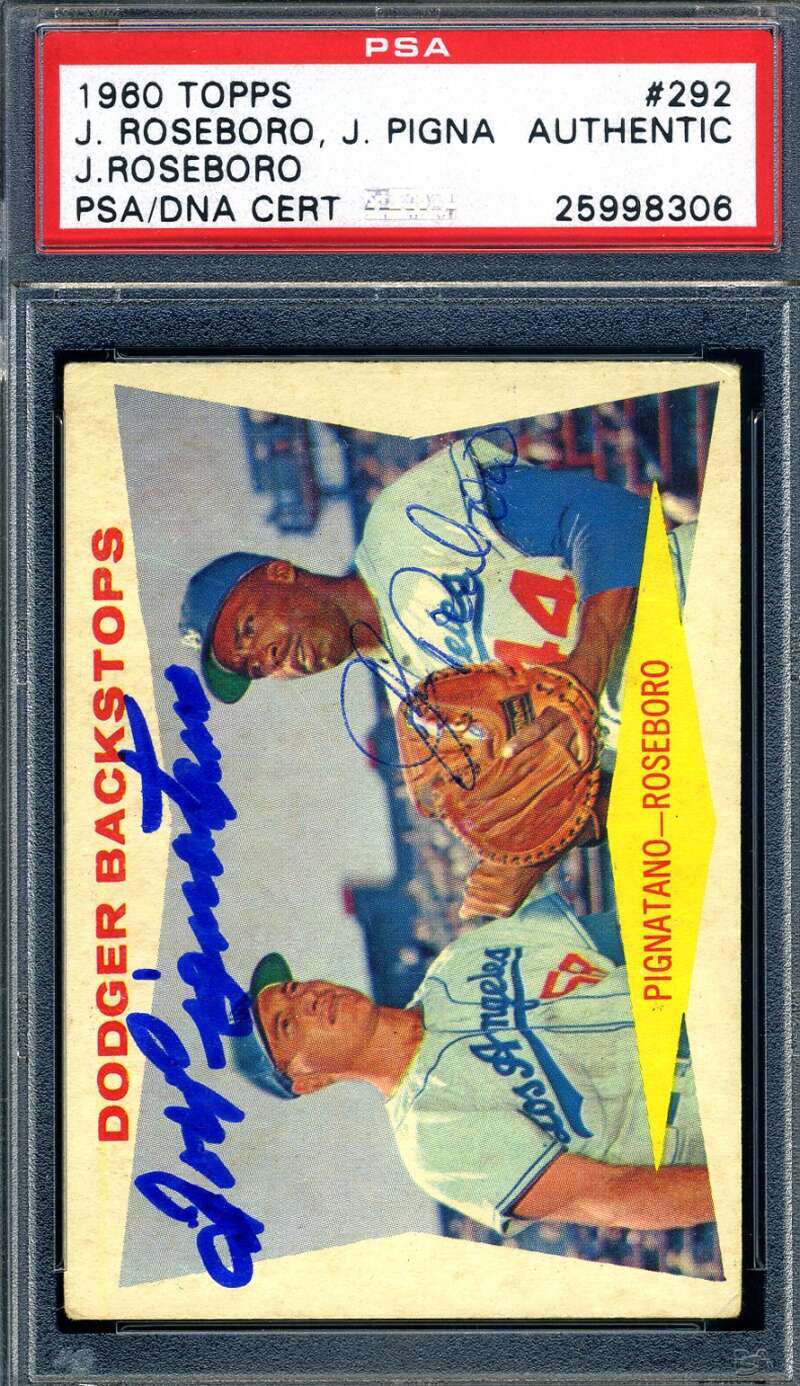 Joe Pignatano John Roseboro PSA DNA Signed 1960 Topps Autograph