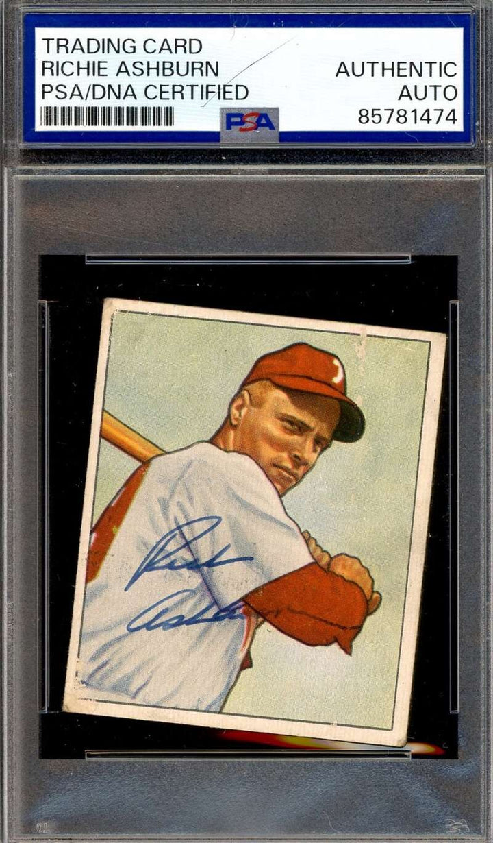 Richie Ashburn PSA DNA Vintage Signed 1950 Bowman Autograph