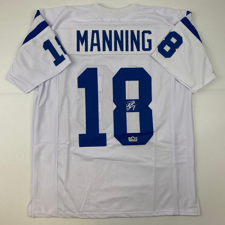 Facsimile Autographed Peyton Manning Indianapolis White Reprint Jersey Men's XL