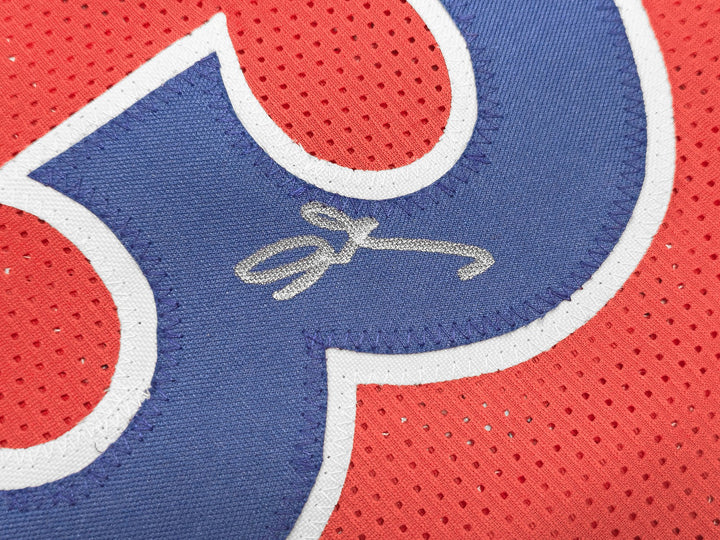 Philadelphia 76ers Allen Iverson Autographed Signed Red Jersey Beckett Witness