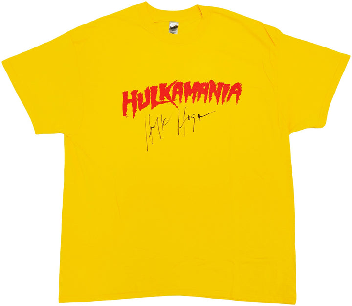 Hulk Hogan Autographed Signed Yellow WWE Hulkamania T-Shirt JSA