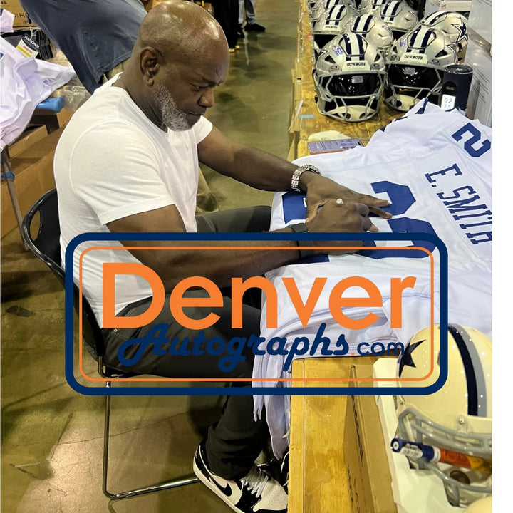 Emmitt Smith Autographed Pro Style Sz XL Jersey White HOF 2010 Beckett WIT 58517