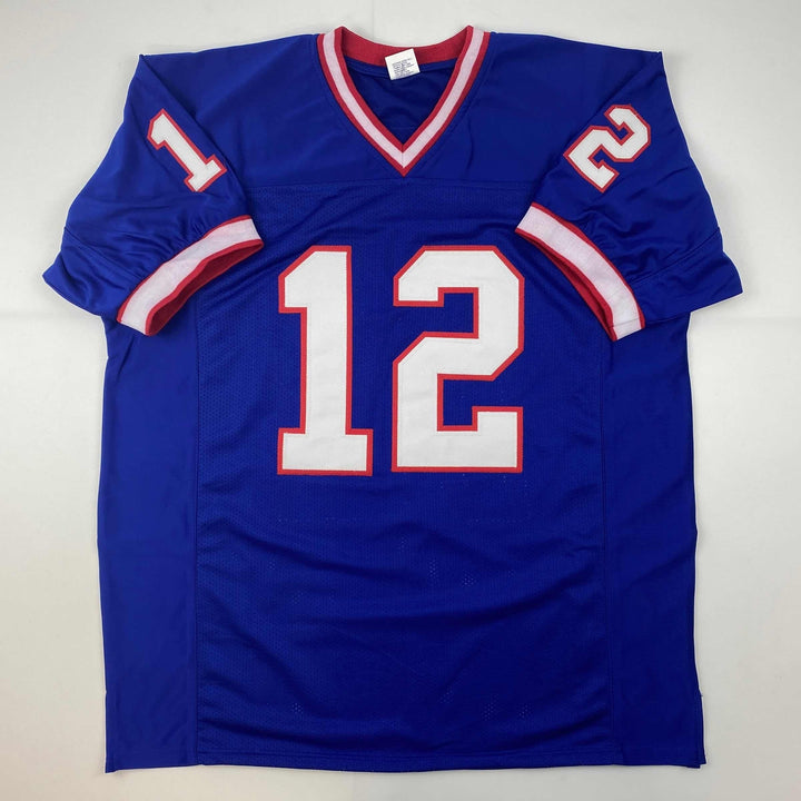 Facsimile Autographed Jim Kelly Buffalo Blue Reprint Laser Jersey Size Men's XL