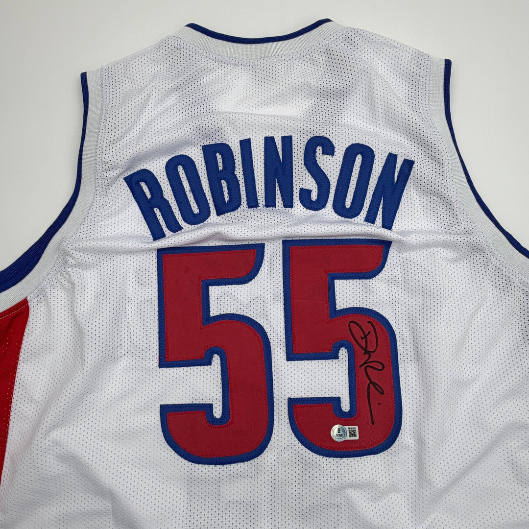Autographed/Signed Duncan Robinson Detroit White Basketball Jersey Beckett COA