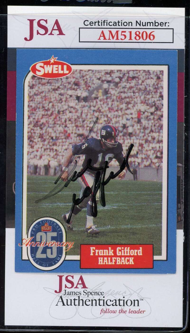 Frank Gifford JSA Coa Signed 1988 Swell Greats Autograph