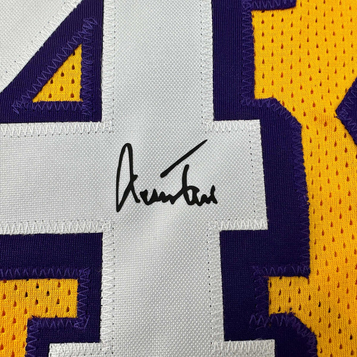 Facsimile Autographed Jerry West Los Angeles LA Yellow Reprint Jersey Men's XL