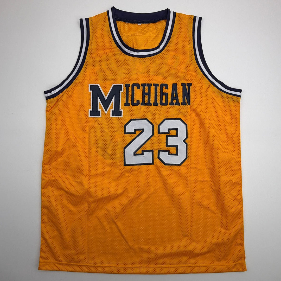 Autographed/Signed Yaxel Lendeborg Michigan Yellow College Jersey JSA COA