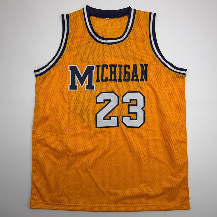Autographed/Signed Yaxel Lendeborg Michigan Yellow College Jersey JSA COA