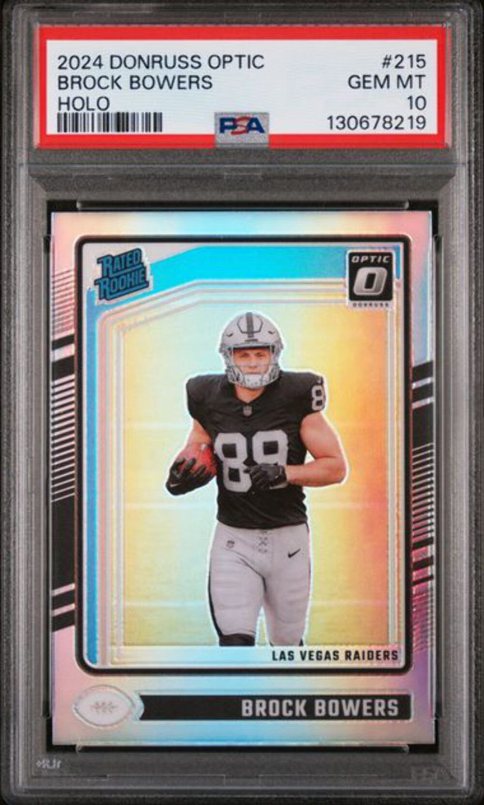 Graded 2024 Panini Donruss Optic Brock Bowers #215 Holo Rookie RC Card PSA 10