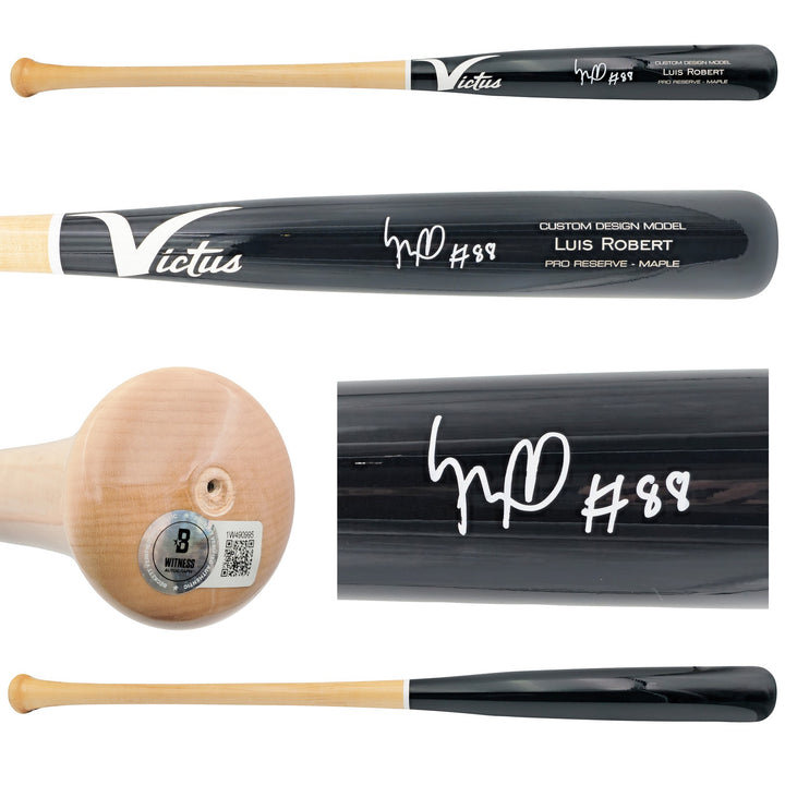 Luis Robert Jr Auto Black Blonde Victus Player Model Baseball Bat White Sox BAS