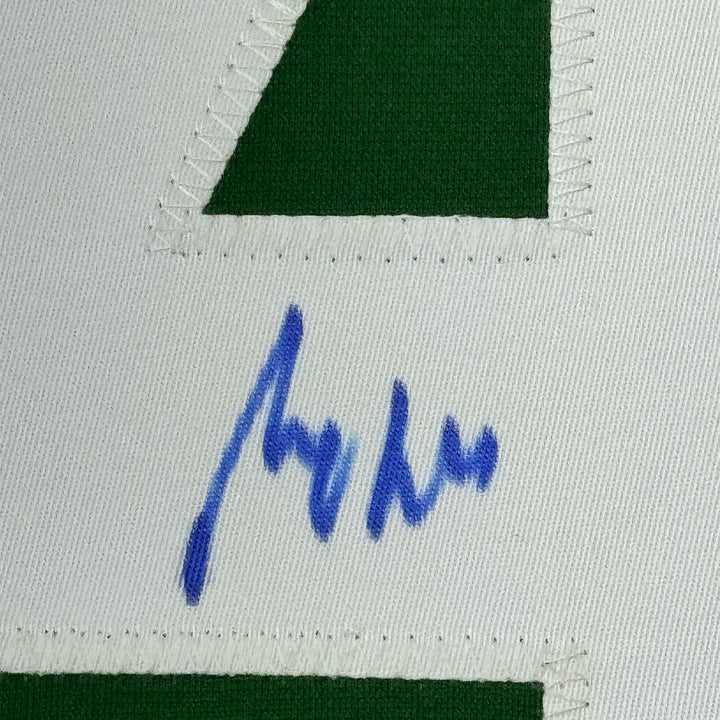 Framed Autographed/Signed Miro Heiskanen 35x39 Dallas Green Retro Jersey JSA COA