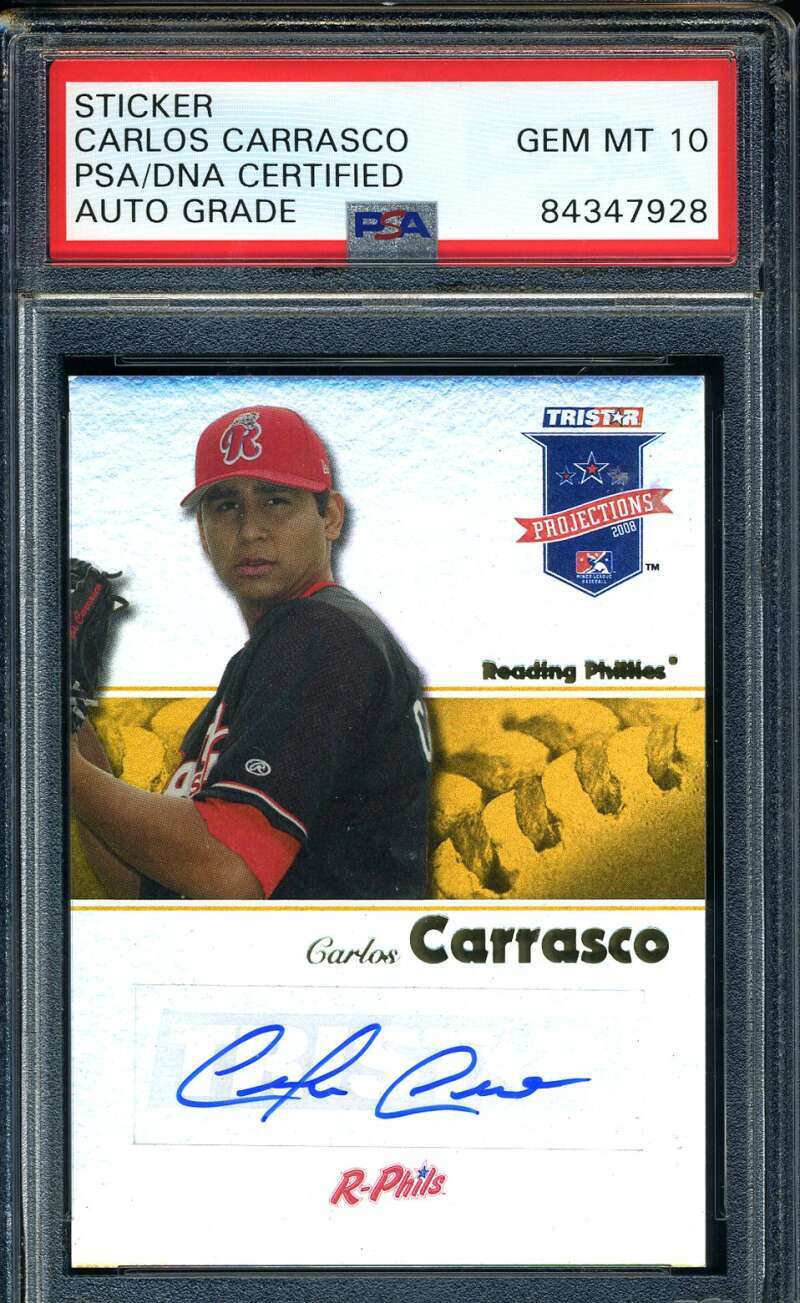 Carlos Carrasco PSA DNA Gem Mint 10 Signed 2008 Tri Star Rookie /25 Autograph