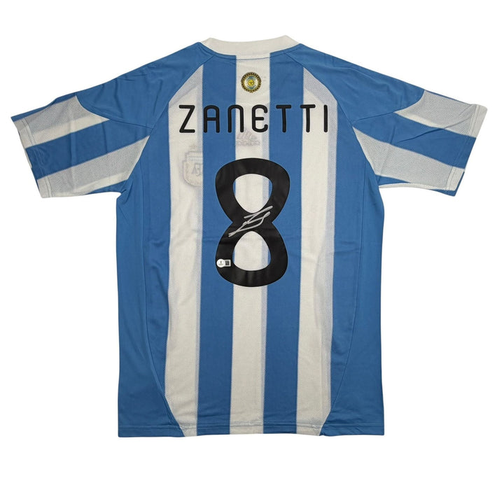 Autographed/Signed Javier Zanetti Argentina Soccer Jersey Beckett BAS COA